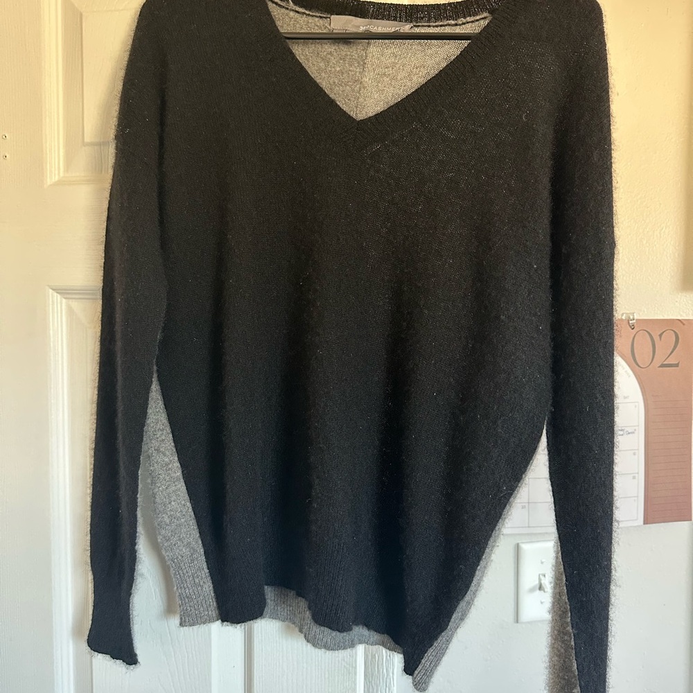 360 Cashmere Black V-Neck Sweater